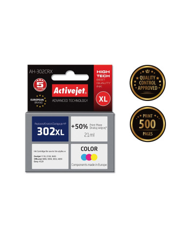 Activejet Ah-302Crx Tusz (Zamiennik Hp 302Xl F6U67Ae  Premium  21 Ml  500 Stron, Kolor)