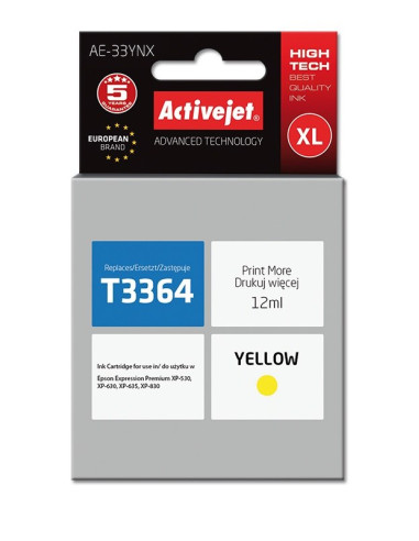Activejet Ae-33Ynx Tusz (Zamiennik Epson 33Xl T3364  Supreme  12 Ml  Żółty)
