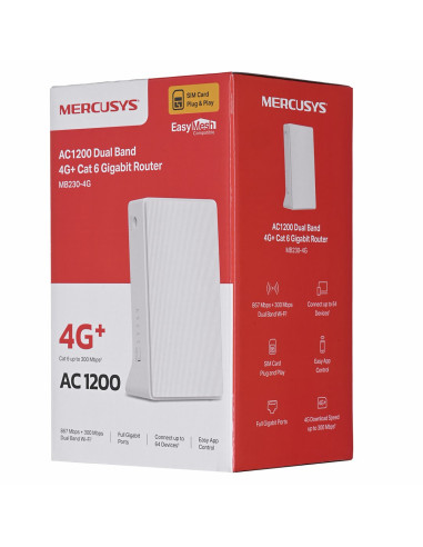 Router Mercusys Mb230-4G Lte 4G+ Cat6, Ac1200
