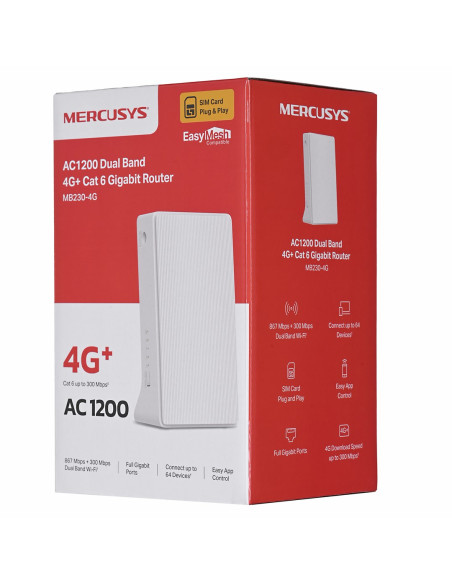 Router Mercusys Mb230-4G Lte 4G+ Cat6, Ac1200