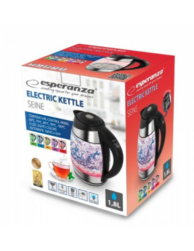 Czajnik Elektryczny Esperanza Seine Ekk026 (2200W 1.7L  Kolor Czarny)