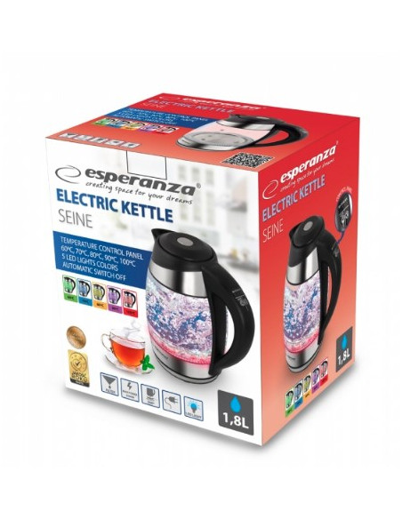 Czajnik Elektryczny Esperanza Seine Ekk026 (2200W 1.7L  Kolor Czarny)
