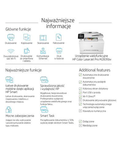 Urządzenie Wielofunkcyjne Hp Color Laserjet Pro Mfp M283Fdw