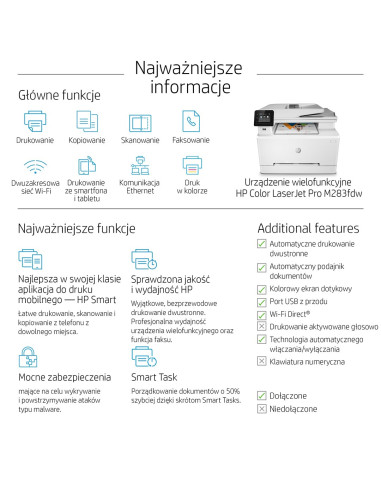 Urządzenie Wielofunkcyjne Hp Color Laserjet Pro Mfp M283Fdw