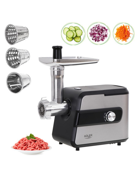 Adler Ad 4813 Maszynka Do Mielenia 2000 W Czarny, Srebrny