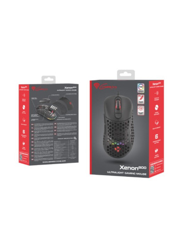 Mysz Dla Graczy Genesis Xenon 800 Lekka 16000 Dpi Pmw3389 Rgb Czarna Gamingowa