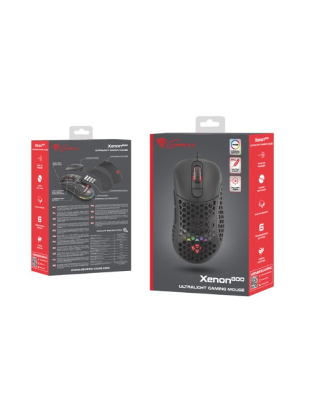 Mysz Dla Graczy Genesis Xenon 800 Lekka 16000 Dpi Pmw3389 Rgb Czarna Gamingowa
