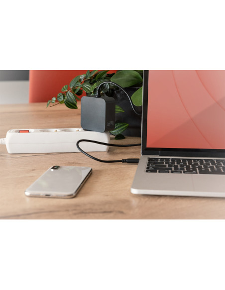 Ładowarka Sieciowa Zasilacz 1X Usb-C Pd 3.0 Max. 65W Zintegrowany Kabel 1,2M Czarna
