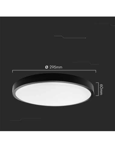 Plafon V-Tac Vt-8618S Natynkowy 18W Led Ip44 30Cm Czujnik Ruchu 4000K 1830Lm (Sku 76691) Czarny