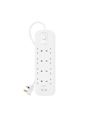 Listwa Zasilająca Belkin Power Surge 8-Port + 2Xusb-C 30W 900J 2M White