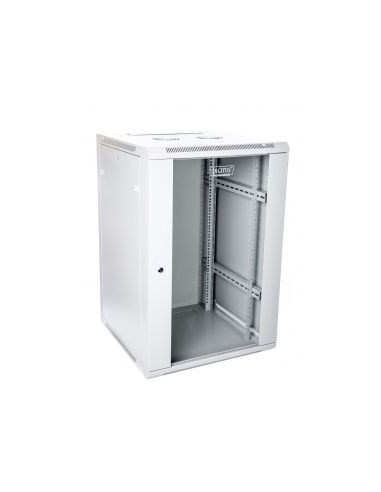 Szafa Sieciowa Wisząca 19" 18U Rack 600X600, Drzwi Szyba, Szary, Niedzielona, Złożona, 60Kg