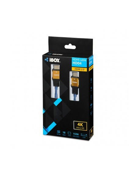 Kabel Ibox Hd04 Ultrahd 4K 1,5M V2.0 Itvfhd04 (Hdmi M - Hdmi M  1,5M  Kolor Niebieski)