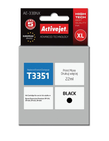 Activejet Ae-33Bnx Tusz (Zamiennik Epson 33Xl T3351  Supreme  22 Ml  Czarny)