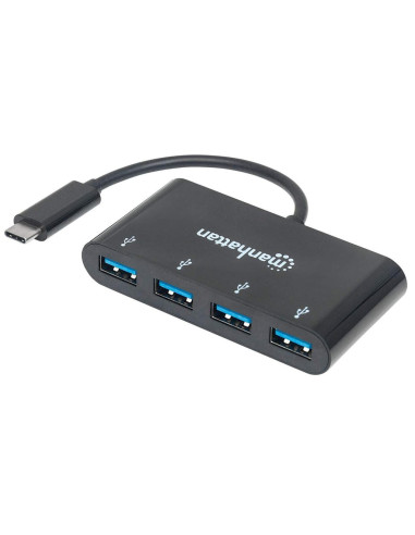 Manhattan 162746 Huby I Koncentratory Usb 3.2 Gen 1 (3.1 Gen 1) Type-C 5000 Mbit/S Czarny