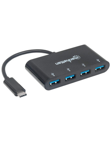 Manhattan 162746 Huby I Koncentratory Usb 3.2 Gen 1 (3.1 Gen 1) Type-C 5000 Mbit/S Czarny