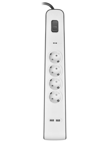 Listwa Zasilająca Belkin Power Surge 4-Port + 2Xusb-A 2M Grey/White Schuko