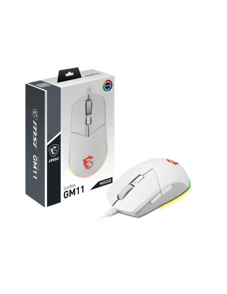 Msi Clutch Gm11 White Myszka Oburęczny Usb Typu-A Optyczny 5000 Dpi