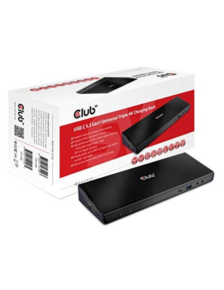 Club3D Csv-1562 Stacja Dokująca Dokujący Usb 3.2 Gen 1 (3.1 Gen 1) Type-C Czarny