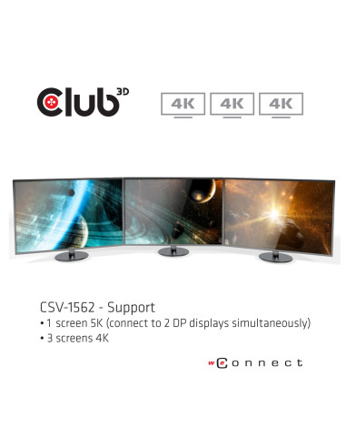 Club3D Csv-1562 Stacja Dokująca Dokujący Usb 3.2 Gen 1 (3.1 Gen 1) Type-C Czarny