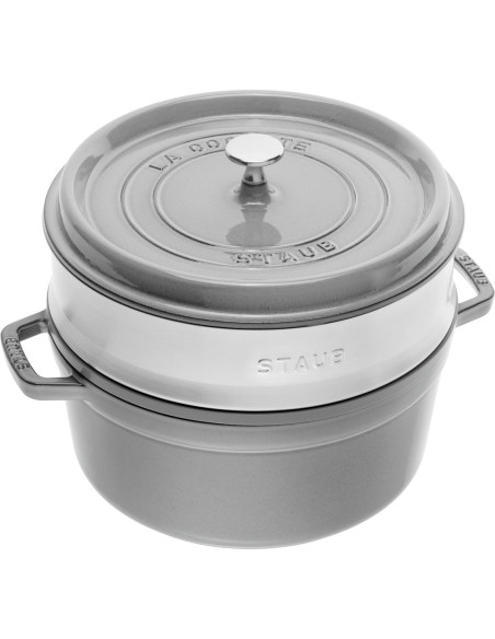 Garnek Żeliwny Okrągły Z Wkładem Staub La Cocotte 40508-819-0 - 3.8 Ltr. Grafitowy