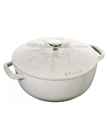Garnek Żeliwny Okrągły Snowflake Staub  40506-548-0 - Biały 3.6 Ltr