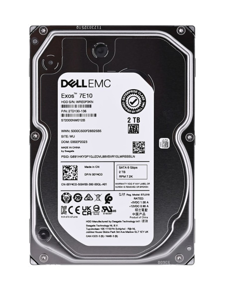 Dell 2Tb 7.2K Rpm Sata 6Gbps 512N 3.5In Cabled Hard Drive For Pe T150