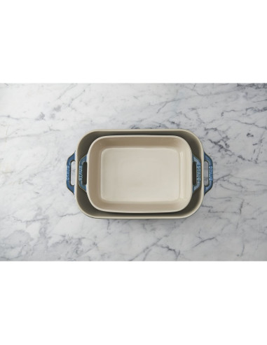 Zestaw 2 Prostokątnych Półmisków Ceramicznych Staub 40511-924-0 - Antyczny Turkusowy