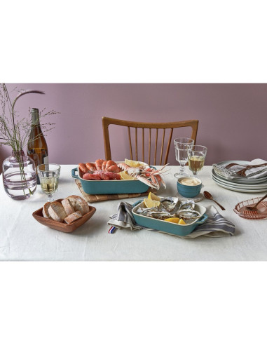 Zestaw 2 Prostokątnych Półmisków Ceramicznych Staub 40511-924-0 - Antyczny Turkusowy