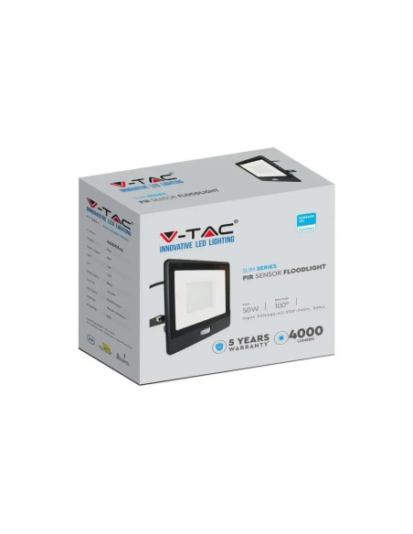 Projektor Led V-Tac Vt-158S-1 Czujnik Ruchu 50W 4000K 4000Lm (Sku 20290) Czarny