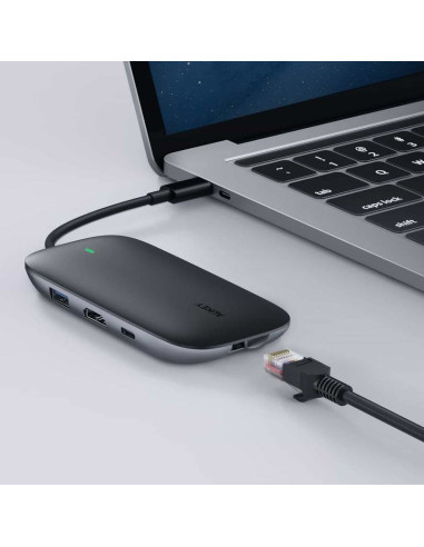 Aukey Hub Usb C Cb-C71 8W1 Rj45 Hdmi 4K Pd 100W