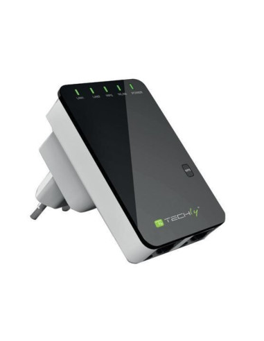 Techly I-Wl-Repeater2 Router Bezprzewodowy Fast Ethernet Czarny, Biały