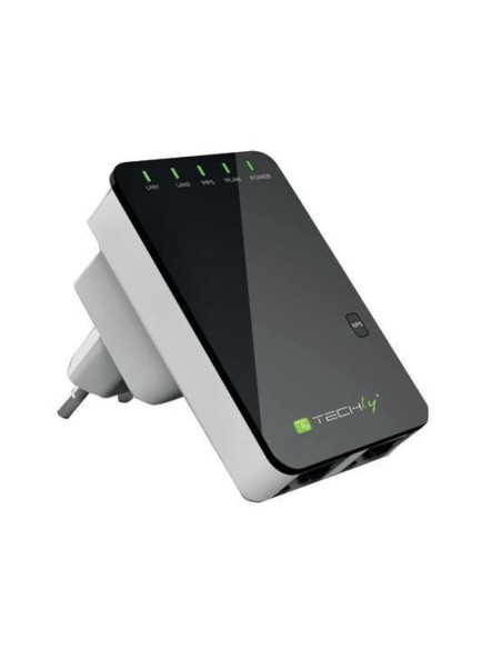 Techly I-Wl-Repeater2 Router Bezprzewodowy Fast Ethernet Czarny, Biały