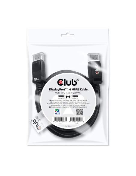 Club3D Displayport 1.4 Hbr3 Cable 2M/6.56Ft M/M 8K60Hz