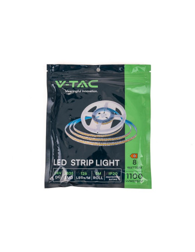 Taśma Led V-Tac Vt-2835 168 840Led Smd2835 24V Ip20 12W/M 6500K 1680Lm (Sku 212598)
