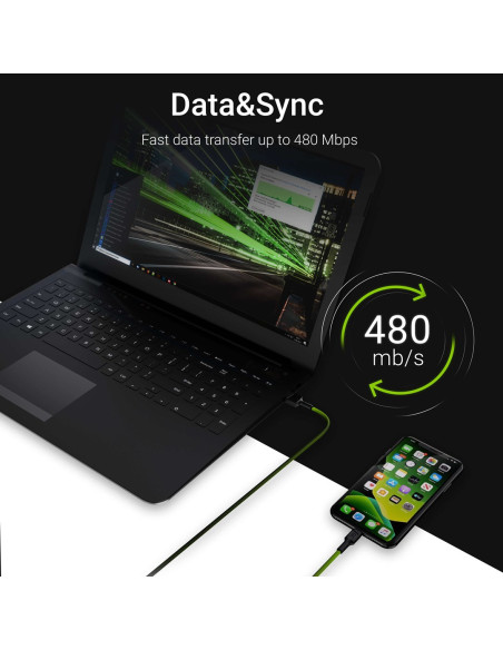 Green Cell Kabel Kabgc05 Kabel Green Cell Gc Ray Usb - Lightning 120Cm, Biały Led, Szybkie Ładowanie