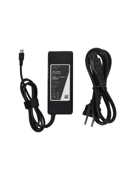 Green Cell Zasilacz / Ładowarka Usb-C 90W 5V-9V-12V-15V/3A, 20V/4.5A Power Delivery (Ad139P)