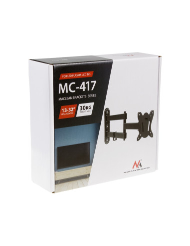 Maclean Uchwyt Do Telewizora Lub Monitora Max. Vesa 100X100, 13-32", 30Kg, Czarny Mc-417