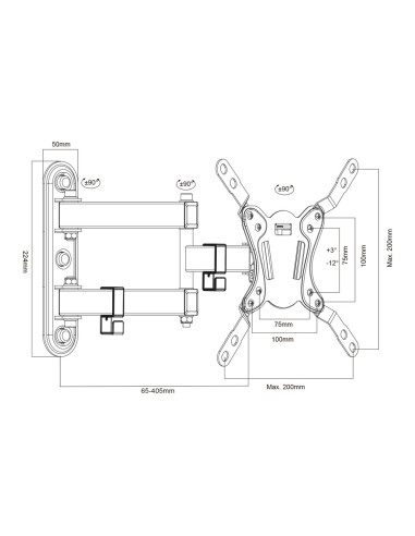 Maclean Uchwyt Do Telewizora Lub Monitora, Max. Vesa 200X200, 23-43", 30Kg, Czarny Mc-418