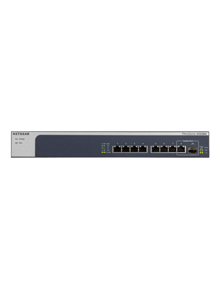 Netgear Xs508M Nie Zarządzany 10G Ethernet (100/1000/10000) Szary, Srebrny