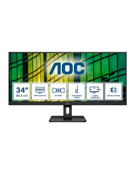 Aoc U34E2M Monitor Komputerowy 86,4 Cm (34") 3440 X 1440 Px Wide Quad Hd Czarny