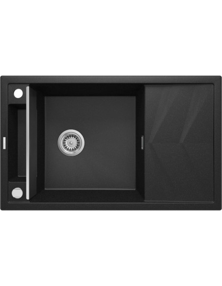 Zlewozmywak Granitowy Magnetyczny 1-Komorowy Z Ociekaczem Deante Grafit Metalik Magnetic