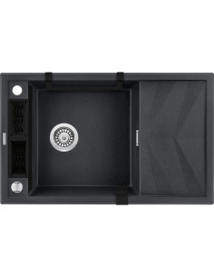 Zlewozmywak Granitowy Magnetyczny 1-Komorowy Z Ociekaczem Deante Grafit Metalik Magnetic 2