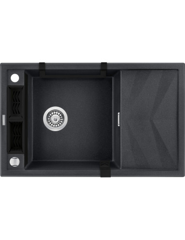 Zlewozmywak Granitowy Magnetyczny 1-Komorowy Z Ociekaczem Deante Grafit Metalik Magnetic