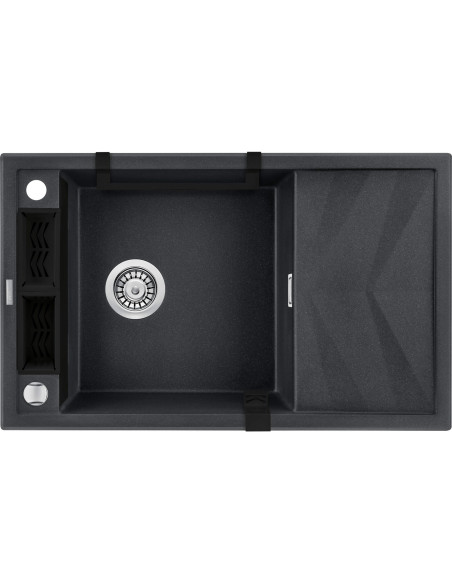 Zlewozmywak Granitowy Magnetyczny 1-Komorowy Z Ociekaczem Deante Grafit Metalik Magnetic