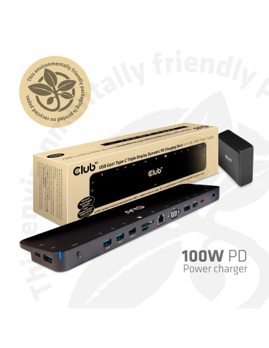 Club3D Csv-1564W100 Stacja Dokująca Dokujący Usb 3.2 Gen 1 (3.1 Gen 1) Type-C Czarny