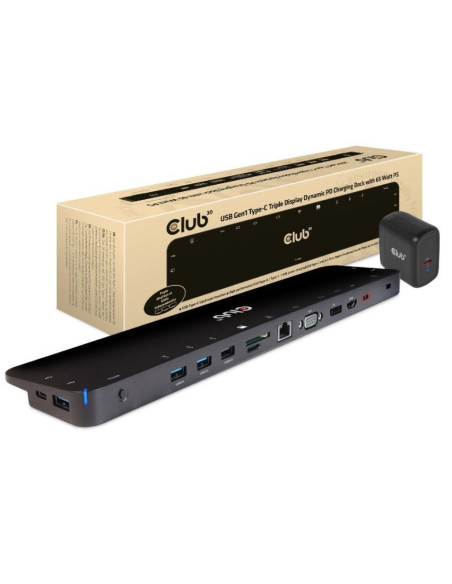 Club3D Csv-1564W65 Stacja Dokująca Dokujący Usb 3.2 Gen 1 (3.1 Gen 1) Type-C Czarny