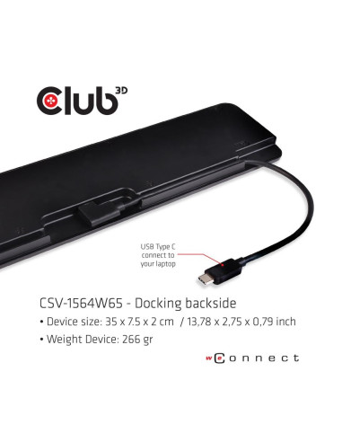 Club3D Csv-1564W65 Stacja Dokująca Dokujący Usb 3.2 Gen 1 (3.1 Gen 1) Type-C Czarny