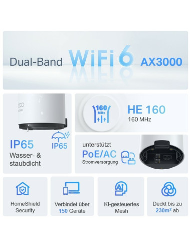 System Mesh Tp-Link Deco X50-Outdoor(1-Pack) Zewnętrzna/Wewnętrzna Jednostka Domowego Systemu Deco Mesh, Wifi 6 Ax3000
