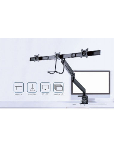 Gembird Biurkowe Regulowane Ramię/Uchwyt Na 3 Monitory 17-27, Vesa 100X100Mm, Do 6 Kg