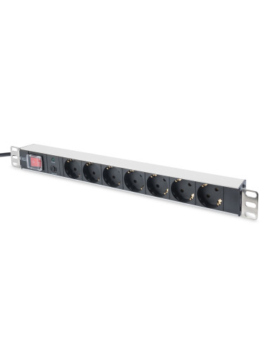 Listwa Zasilająca Pdu 19" Rack, 7X Schuko, 2.0M, 1X Unischuko, 16A, Wł./Wył., Zab. Przeciążeniowe